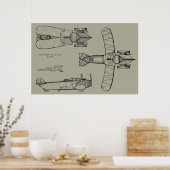 1935 Tekening van vliegtuigpatenten voor vliegende Poster (Keuken)