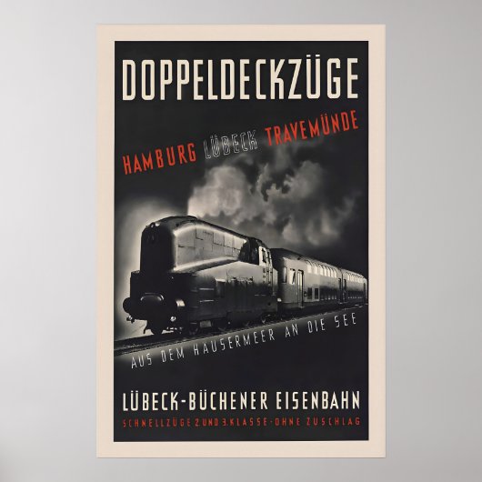 193637 German Railways Travel Poster Double deck (Voorkant)