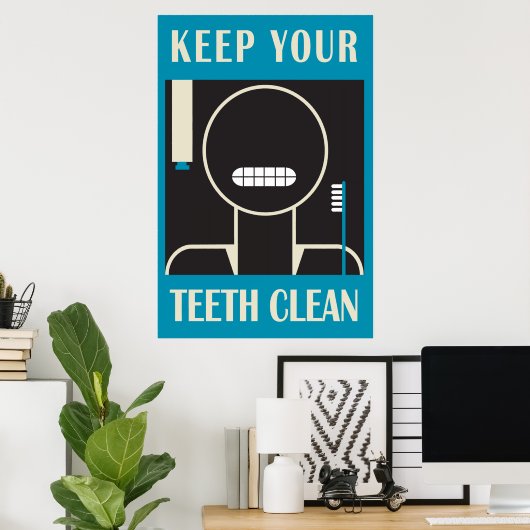 1936-38 Reproductie "Houd uw tanden schoon" Poster (Thuiskantoor)