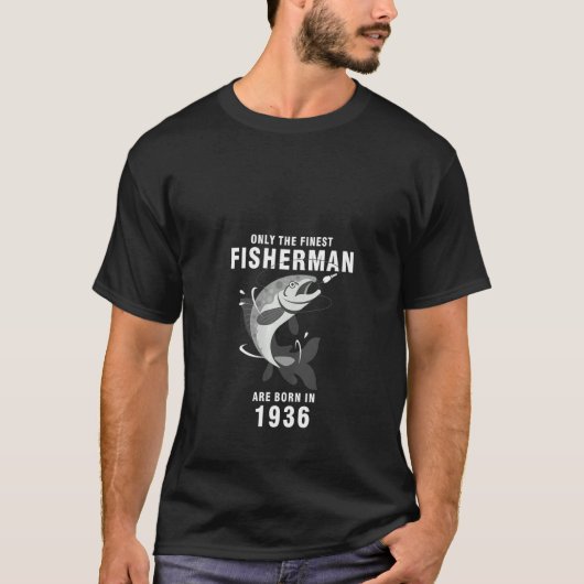 1936 84e verjaardag van de vrouw Vist visteman zij T-shirt (Voorkant)