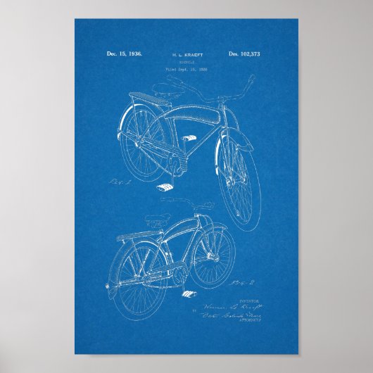 1936  blauwdruk voor fietspatronen afdrukken poster (Voorkant)