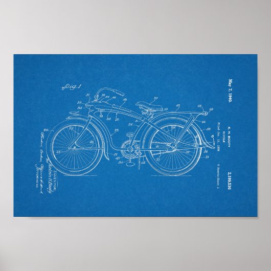 1936  blauwdruk voor fietspatronen afdrukken poster (Voorkant)