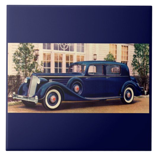 1936 blue Packard Tegeltje (Voorkant)