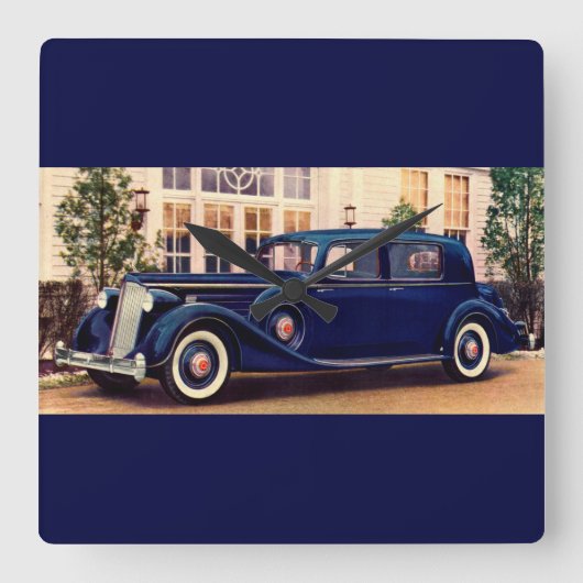 1936 blue Packard Vierkante Klok (Voorkant)
