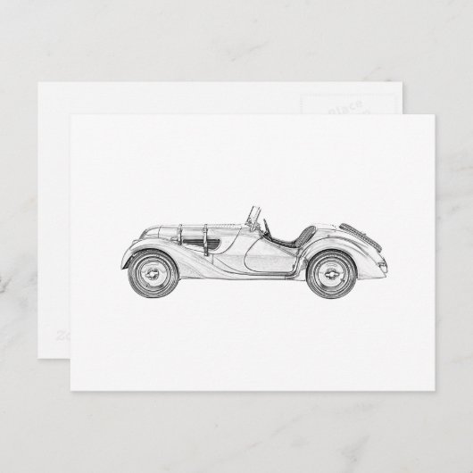  1936 BMW 328 Racecar Black and White Briefkaart (Voorkant / Achterkant)