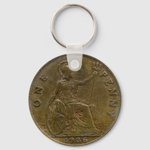 1936 Britse penny sleutelhanger