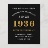 1936 Budget 90ste verjaardag uitnodiging Zwart Gou Flyer (Voorkant)