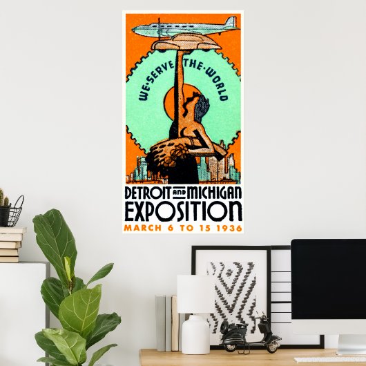 1936 Detroit Michigan Expo Poster (Thuiskantoor)