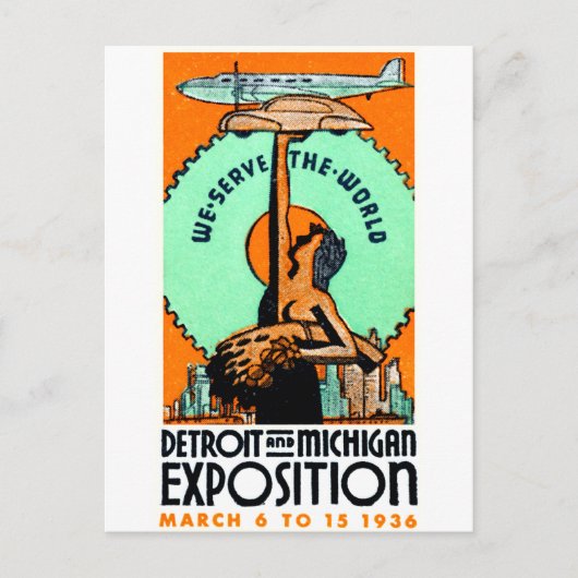 1936 Detroit + Michigan Expo Poster Briefkaart (Voorkant)