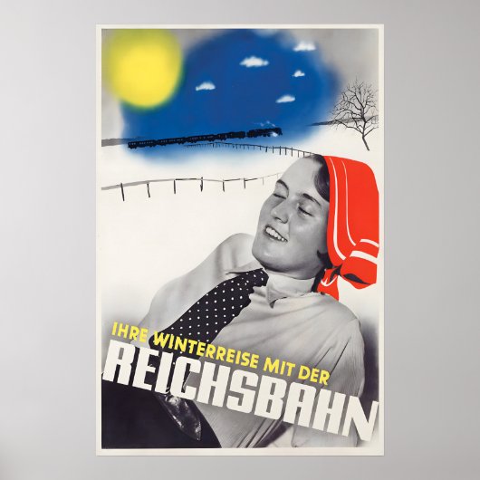 1936 Duitse Spoorwegen Winter Reisposter Poster (Voorkant)