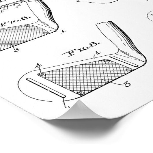  1936 Golf Clubs Design Patent Art-afdrukken Poster (Hoek)