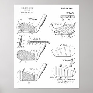  1936 Golf Clubs Design Patent Art-afdrukken Poster