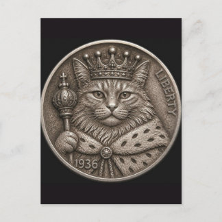 1936 Hobo Nickel Kat Koning Royal Coin Kunst Briefkaart