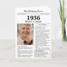 1936 Kranten verjaardagskaart 90ste verjaardag