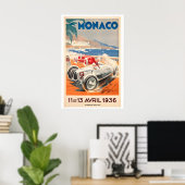 1936 Monaco Grand Prix Oude Racing Poster (Thuiskantoor)