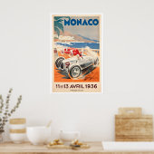 1936 Monaco Grand Prix Oude Racing Poster (Keuken)