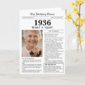 1936 Newspaper Birthday card 90th birthday Kaart (Gele Bloem)