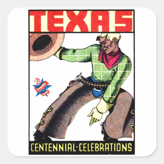 1936 Texas Centennial Vierkante Sticker (Voorkant)