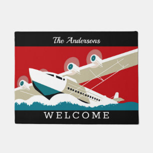  1936 Travel poster Prop Plane Art, zwart Deurmat