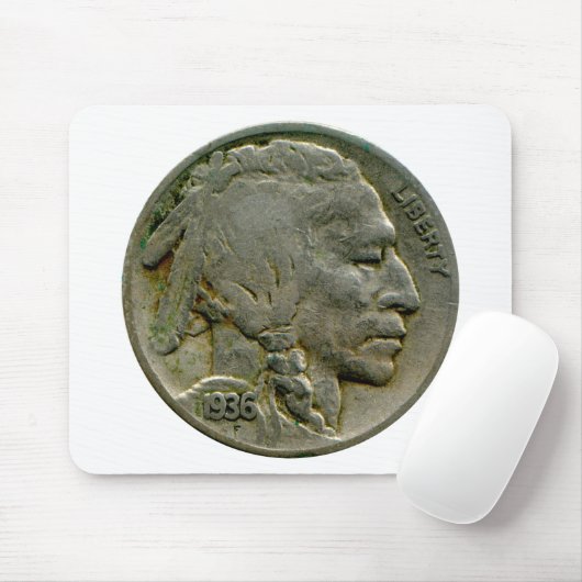 1936 US "Buffalo" nikkelkoppen mousepad Muismat (Met muis)