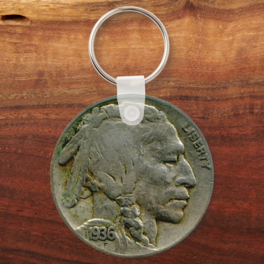 1936 US "Buffalo" sleutelhanger van nikkelkoppen (Voorkant)