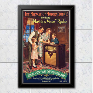 1936 Vintage Master's Voice Radio Reclame Poster