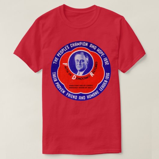 1936 Volkskampioen Franklin D Roosevelt T-shirt (Design voorkant)