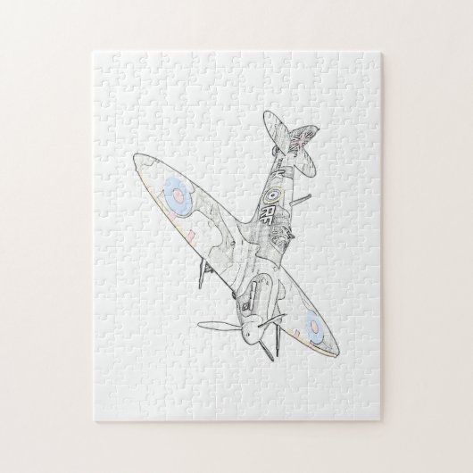 1936 WWII Spitfire, Vliegtuig-kleur Legpuzzel (Verticaal)