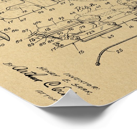 1937  Chiropractic Table Patent Art-afdrukken Poster (Hoek)