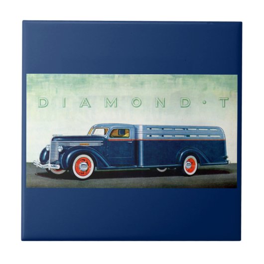 1937 Diamond T blue truck Tegeltje (Voorkant)