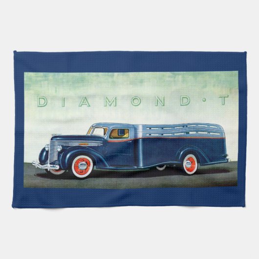 1937 Diamond T blue truck Theedoek (Horizontaal)