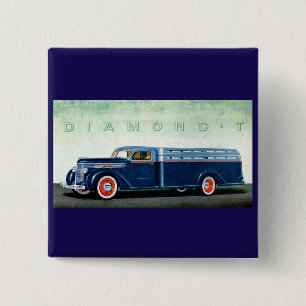 1937 Diamond T blue truck Vierkante Button 5,1 Cm
