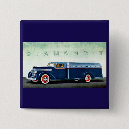 1937 Diamond T blue truck Vierkante Button 5,1 Cm (Voorkant)