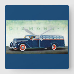 1937 Diamond T blue truck Vierkante Klok