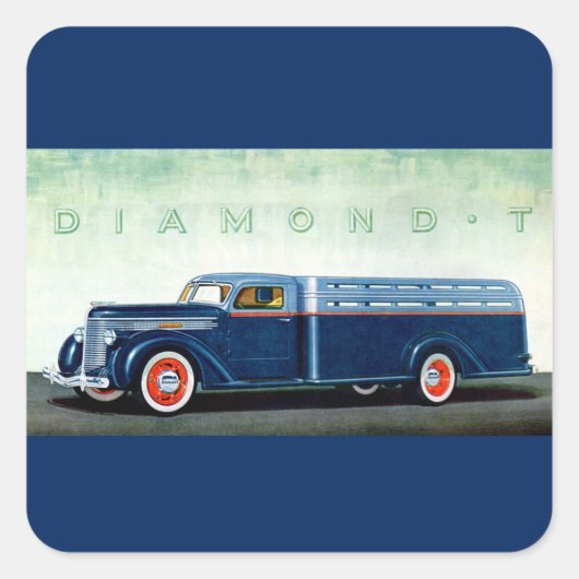 1937 Diamond T blue truck Vierkante Sticker (Voorkant)