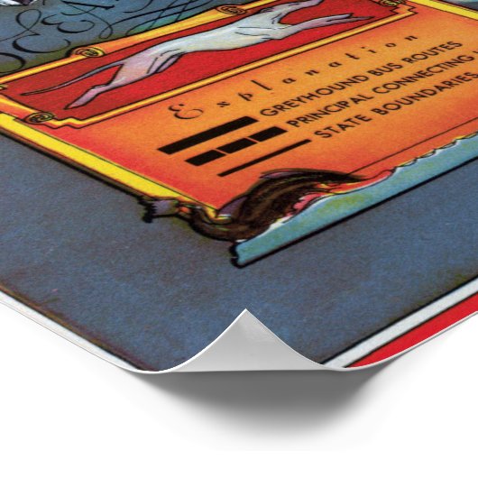 1937 Greyhound Bus Route Map Poster (Hoek)