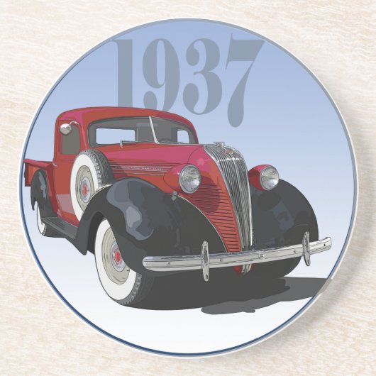 1937 Hudson Terraplane Zandsteen Onderzetter (Voorkant)