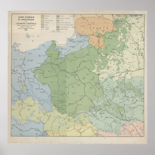 1937 Linguistic Map of Central and Eastern Europe, Poster (Voorkant)