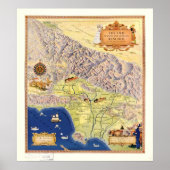1937 Map Ranchos van Los Angeles County California Poster (Voorkant)
