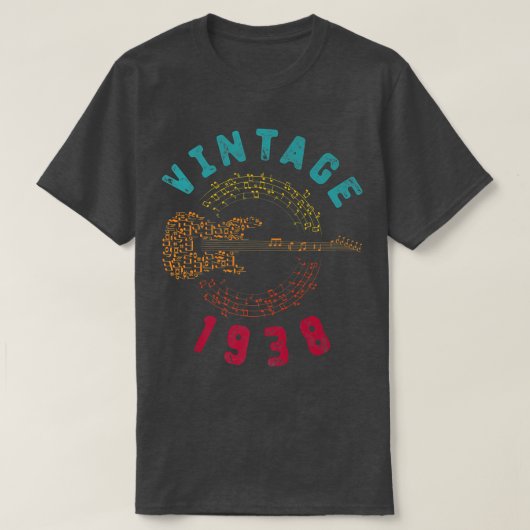  1938 Birthday Limited Edition Guitar Music T-shirt (Design voorkant)