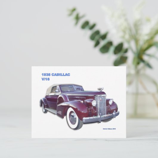 1938 CADILLAC V-16 BRIEFKAART (Staand voorkant)