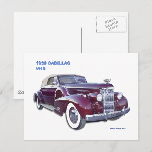 1938 CADILLAC V-16 BRIEFKAART (Voorkant / Achterkant)