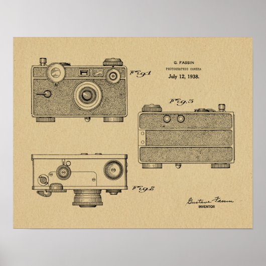 1938  camera patenttekenafdrukken poster (Voorkant)