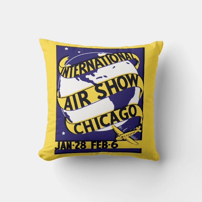 1938 Chicago International Air Show Kussen (Voorkant)