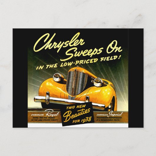 1938 Chrysler gaat door Briefkaart (Voorkant)