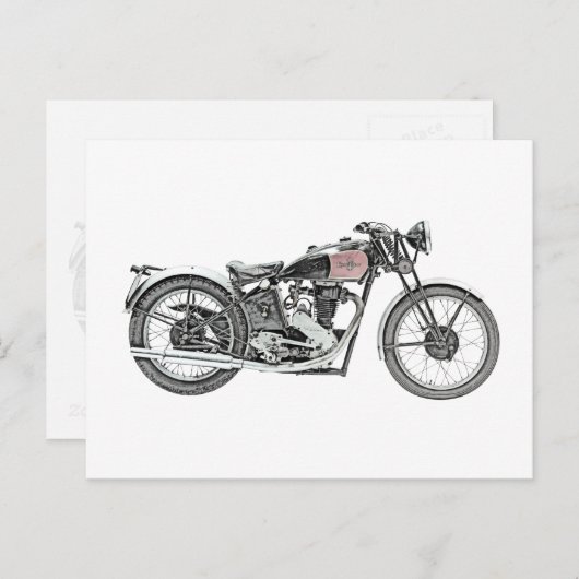  1938 Excelsior Warrior Motorcycle Tekening Briefkaart (Voorkant / Achterkant)