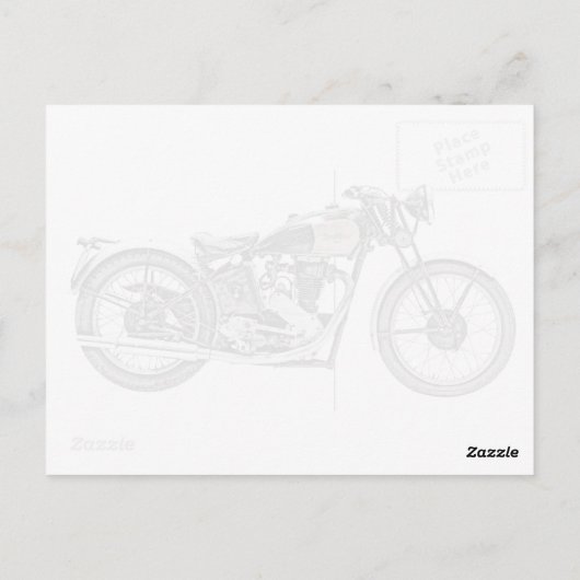  1938 Excelsior Warrior Motorcycle Tekening Briefkaart (Achterkant)