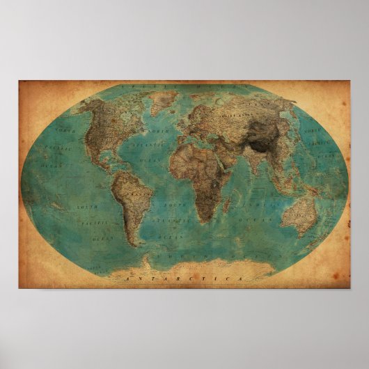 1938 Kaart van de wereld Poster (Voorkant)