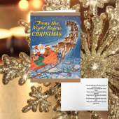 1938  Santa Claus Sleigh Reindeer Flying Feestdagen Kaart