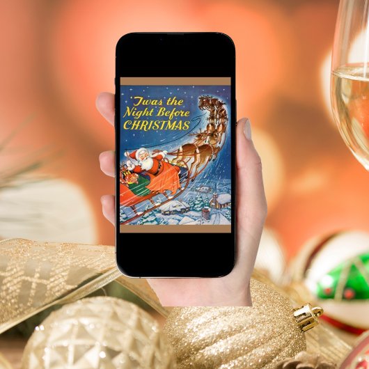 1938 Santa Claus Sleigh Reindeer Flying Feestdagen Kaart